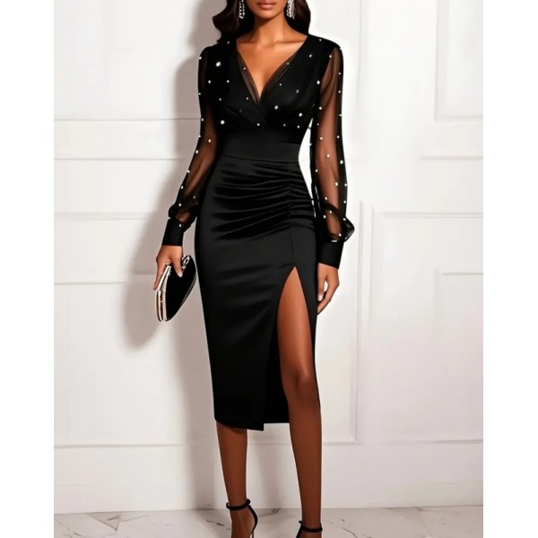 Дамска макси рокля с перли Дамска макси рокля с перли