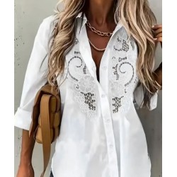 Бяла риза с рязана бродерия