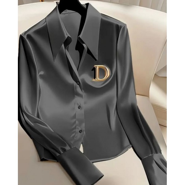 Черна сатенена дамска риза Черна сатенена дамска риза