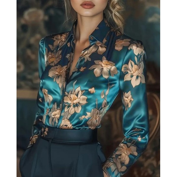 Сатенена риза на цветя