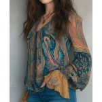 Блуза от шифон с пъстра щампа