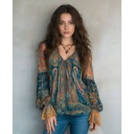 Блуза от шифон с пъстра щампа