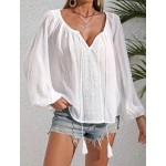 Бяла блуза от памучна материя Бяла блуза от памучна материя