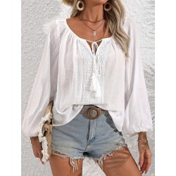 Бяла блуза от памучна материя