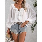 Бяла блуза от памучна материя Бяла блуза от памучна материя