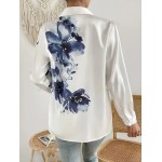 Бяла риза с асиметрична щампа