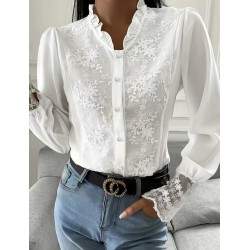 Бяла риза с рюш и дантела