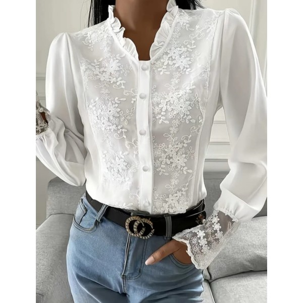 Бяла риза с рюш и дантела