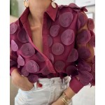 Елегантна риза цвят бордо