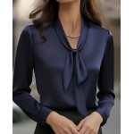 Официална блуза от сатен синя Официална блуза от сатен синя