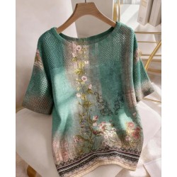 Пролетна блуза с къс ръкав