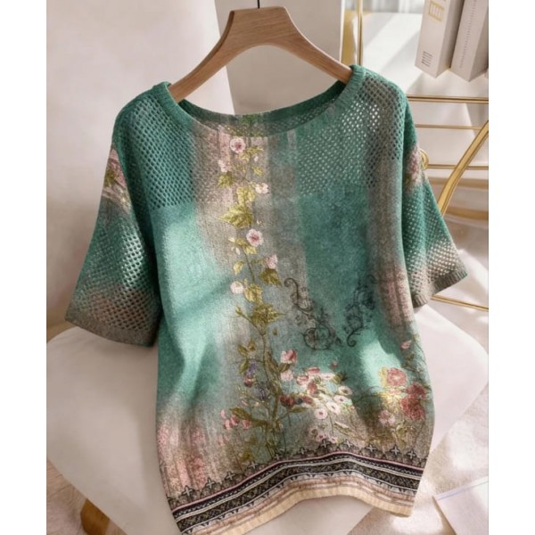 Пролетна блуза с къс ръкав