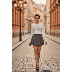 Бял пуловер MIU MIU