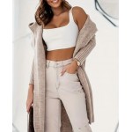 Дълга бежова жилетка с ръб Дълга бежова жилетка с ръб