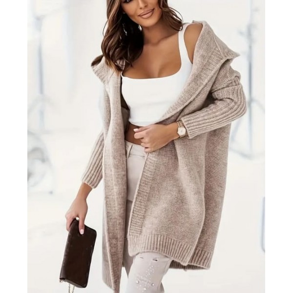 Дълга бежова жилетка с ръб Дълга бежова жилетка с ръб