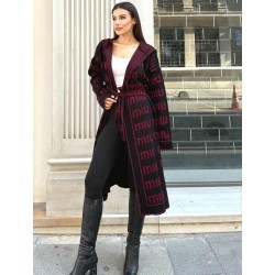 Дълга жилетка цвят бордо