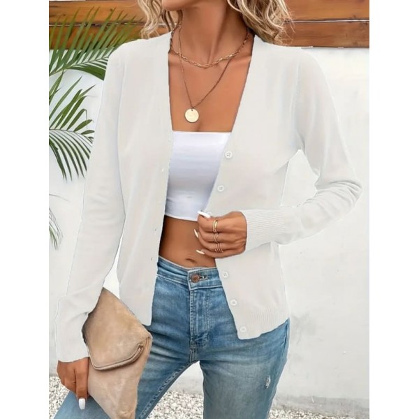 Къса бяла дамска жилетка 