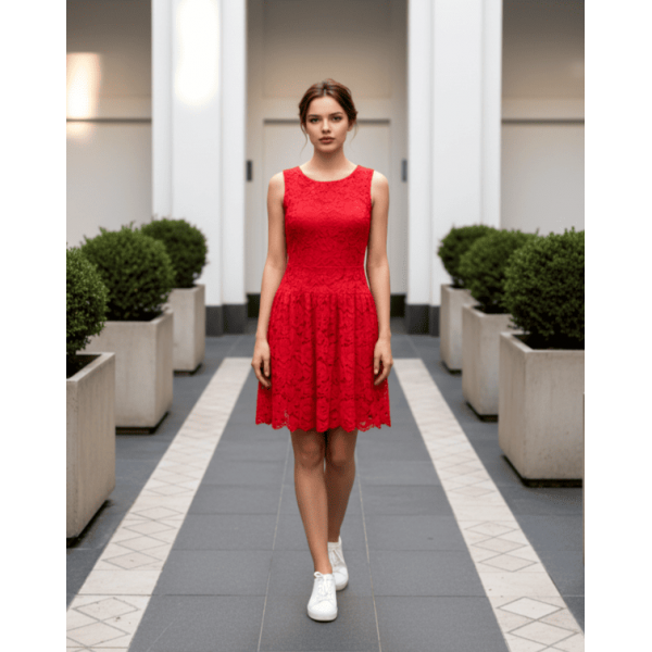 Дантелена рокля червена Дантелена рокля червена