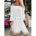 Лятна бяла рокля с дантела