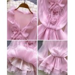 Модерна розова рокля с рози