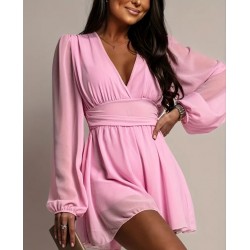 Рокля от шифон розова