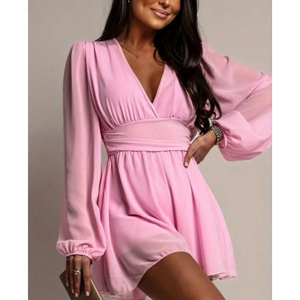 Рокля от шифон розова