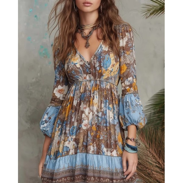 Рокля с цветна щампа