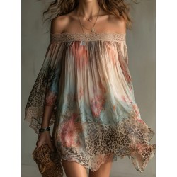 Шифонена рокля солей отворени рамене