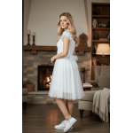 Синя официална рокля с тюл