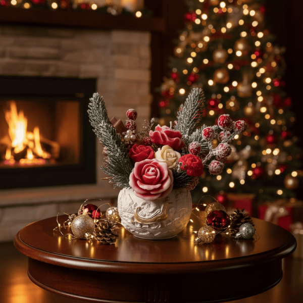 Букет от ароматни свещи за Коледа Букет от ароматни свещи за Коледа