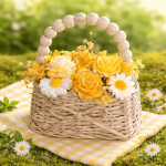 Букет от восъчни цветя в чантичка