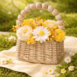 Букет от восъчни цветя в чантичка