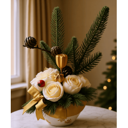 Коледен букет от восъчни цветя