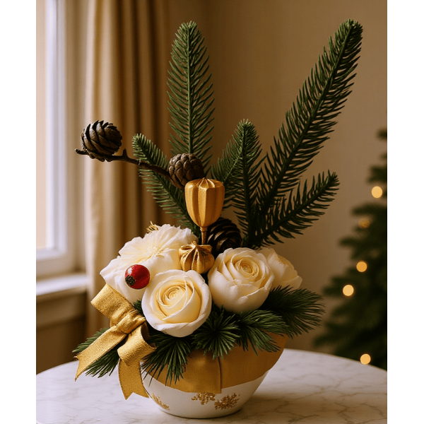 Коледен букет от восъчни цветя