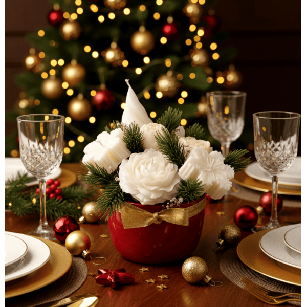 Коледен букет от соеви свещи