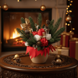 Коледен букет восъчни цветя