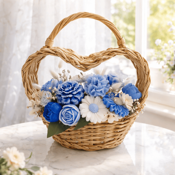 Кошница сърце със соеви цветя