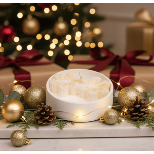 Свещ снежинки в кашпа Свещ снежинки в кашпа