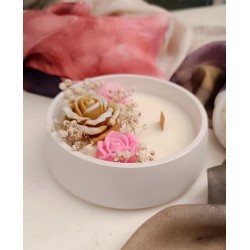 Свещ с дървен фитил в кашпа