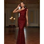 Дълга рокля бордо с пайети Дълга рокля бордо с пайети