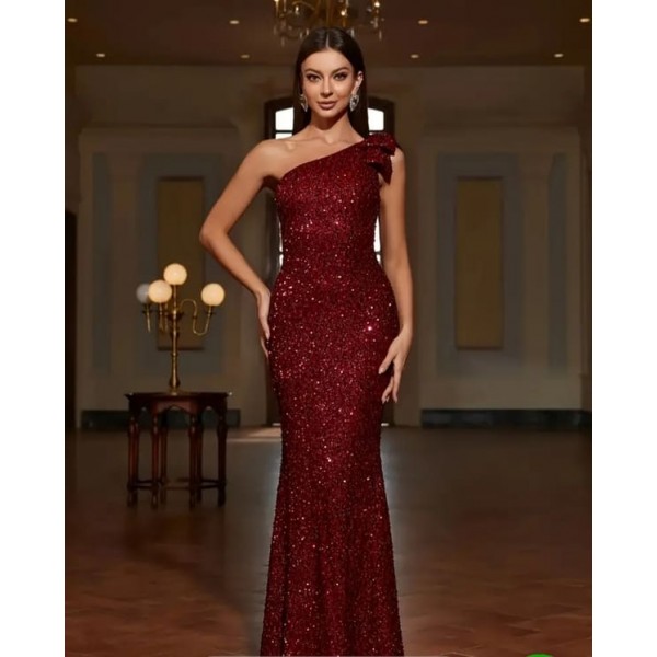Дълга рокля бордо с пайети Дълга рокля бордо с пайети