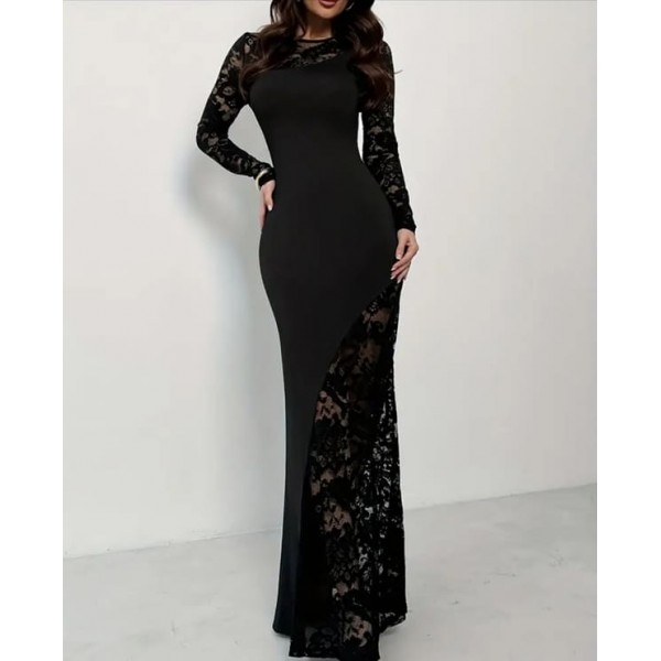 Дълга рокля с дантела Дълга рокля с дантела