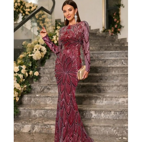 Дълга рокля с паети русалка