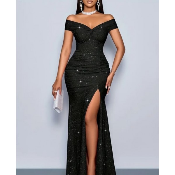 Официална рокля отворени рамене Официална рокля отворени рамене