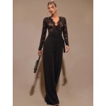 Официален черен гащеризон с дантела