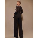 Официален черен гащеризон с дантела