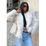 Дамско палто с еко-косъм