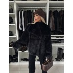 Дамско палто с еко-косъм