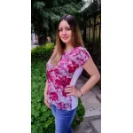 Блузка с къс ръкав на цветя Блузка с къс ръкав на цветя