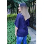 Тъмносиня макси блузка